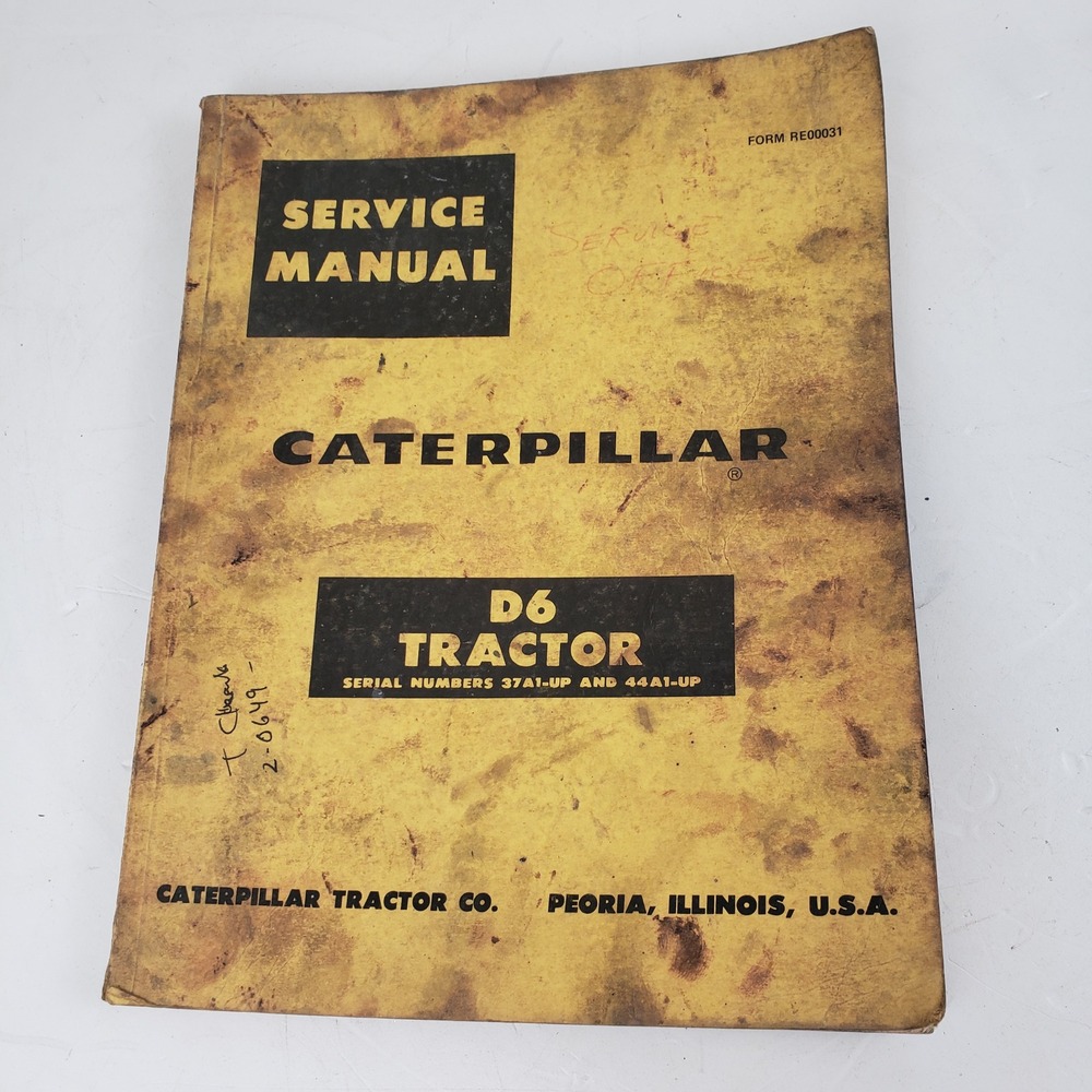 Caterpillar D6 Tractor Service Manual Serial 37A1-UP 44A1-UP Form RE00031